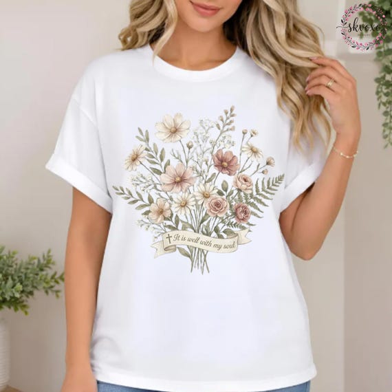 It is Well With My Soul Comfort Colors® Shirt Vintage Floral Bible Verse Tshirt Retro Christian Shirt Christian gifts for Womens Shirts