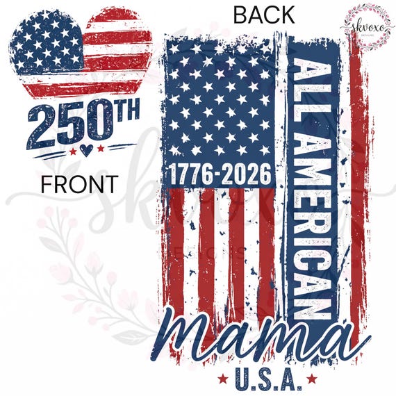 All American Mama Tee PNG, Patriotic USA Mom Design (Digital Download), 4th of July PNG
