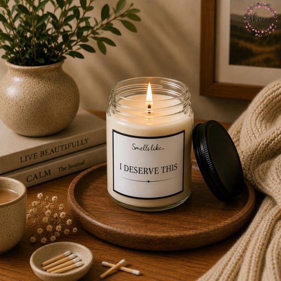 Smells Like I Deserve This Soy Candle | 4oz & 9oz with Black Lid | Funny Candle Gifts