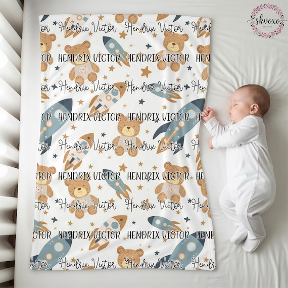 Custom Baby Name Blanket, Neutral Nursery Blanket, Personalized Keepsake, Soft Baby Shower Gift, Baby Swaddle, Newborn Nursery Decor