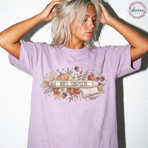 Customized Teacher Shirt, Back to School Shirt, Cute Fall Shirt, Personalized Name Teacher Shirt, Pencil Teacher Shirt, Teacher Gift