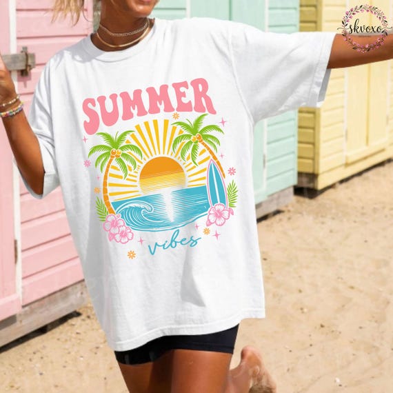 Comfort Colors® Summer Vibes Shirt, Summer Shirt, Beach Shirts, Cute Shirts, T-shirt Women, Vacation Shirts, Womens T-shirts
