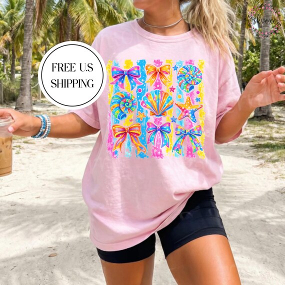 Comfort Colors® Coastal Preppy Summer T-Shirt | Beach Vibes Shirt | Summer Vibes Shirt