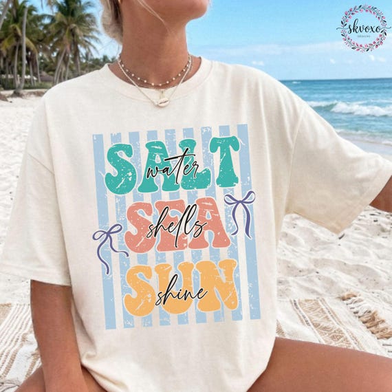 Comfort Colors® Saltwater Seashells Sunshine Shirt, Beach Vibes Shirt, Summer Shirt, Summer Vibes Shirt, Trendy Women's Tee