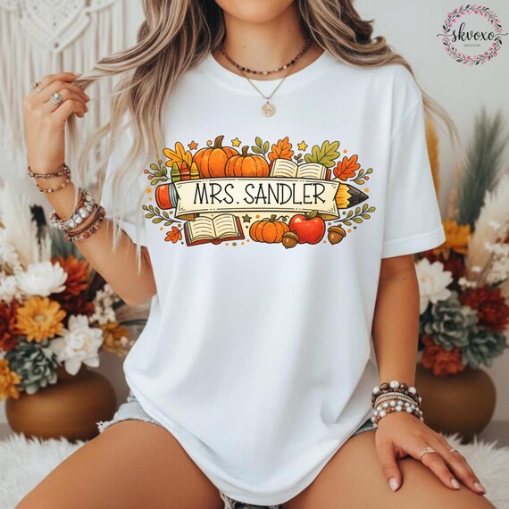 Customized Teacher Shirt, Back to School Shirt, Cute Fall Shirt, Personalized Name Teacher Shirt, Pencil Teacher Shirt, Teacher Gift