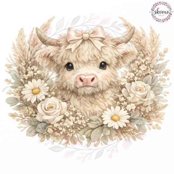 Cute Highland Cow PNG | Cow Lover PNG | Trendy Png | Country Cow Png | Coquette Cow Png | Cute Highland Calf Design | Cute Cow Design