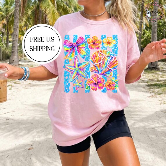 Comfort Colors® Coastal Preppy Summer T-Shirt | Beach Vibes Shirt | Summer Vibes Shirt