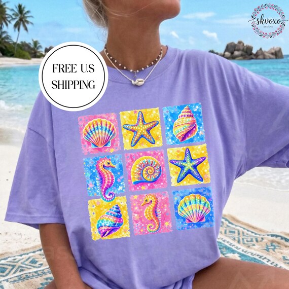 Comfort Colors® Coastal Preppy Summer T-Shirt | Beach Vibes Shirt | Summer Vibes Shirt