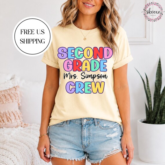 Customized Grade Teacher Shirt, Personalized Back to School Shirt, Cute Second Grade Teacher Shirt,Rainbow Teacher Shirt,Teacher Gift