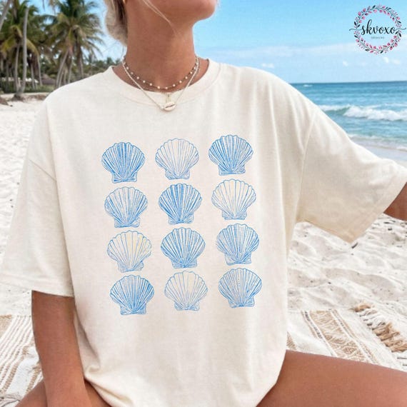 Seashell Shirt, Ocean Life Coastal Aesthetic, Comfort Colors Oversized Beach Tee, Summer Shirt, Beach Shirt