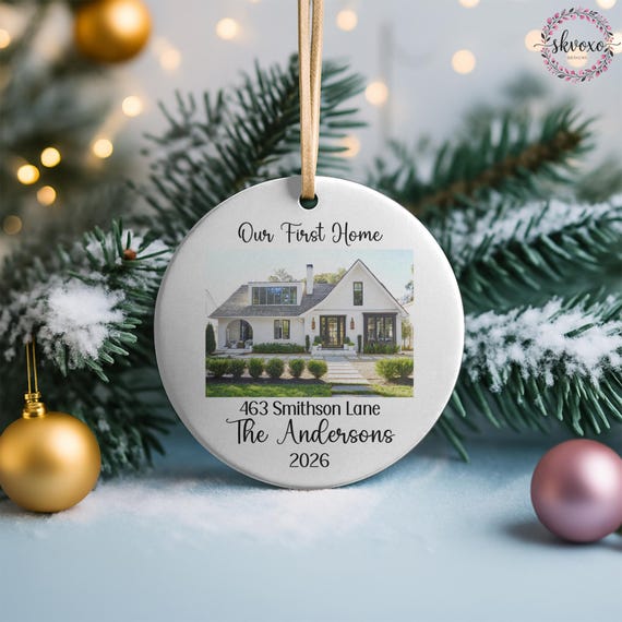 Personalized New Home Photo Ornament, Custom House Address Ornament, Housewarming Gift, Realtor Client Gift, Couples Home Ornament