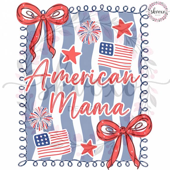 American Mama Tee PNG, Patriotic USA Flag Mom Design (Digital Download)