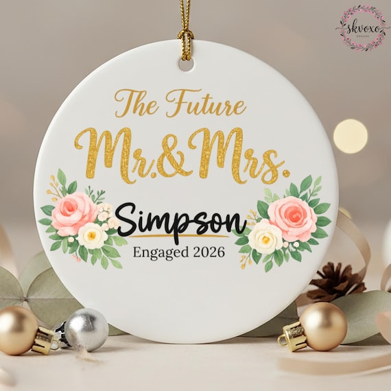 Engagement Ornament 2026, Personalized First Christmas Engaged Ornament, Engagement Gift Basket, Engagement Gift