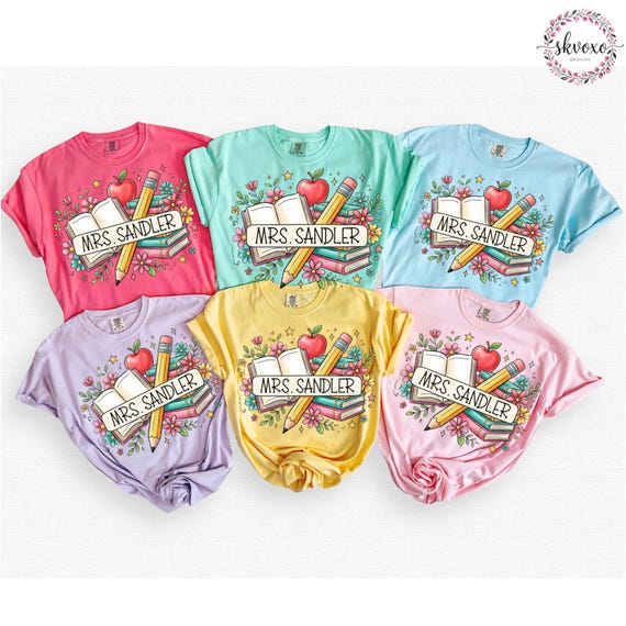 Customized Teacher Shirt, Back to School Shirt, Cute Kindergarten Shirt, Personalized Name Teacher Shirt, Pencil Teacher Shirt, Teacher Gift