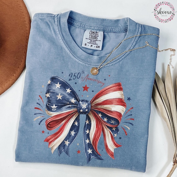250th Patriotic Coquette Bow T-Shirt | 4th of July Shirt | USA Birthday Shirt