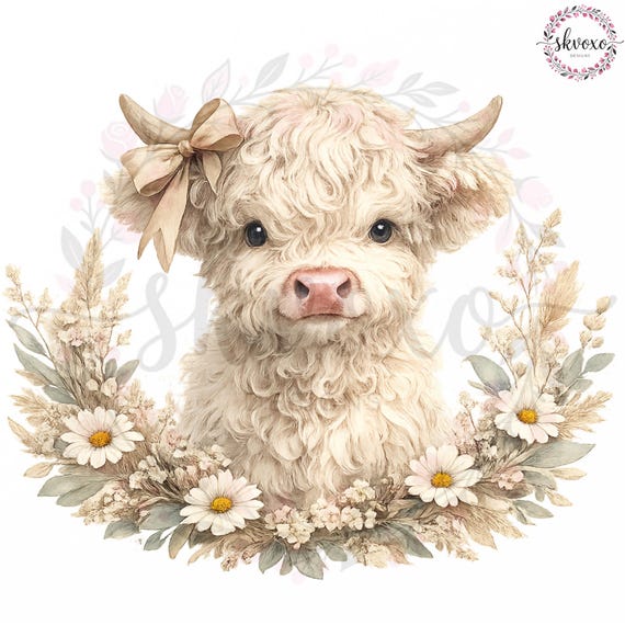 Cute Highland Cow PNG | Cow Lover PNG | Trendy Png | Country Cottagecore Cow Png | Coquette Cow Png