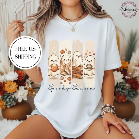 Copy of Comfort Colors® Spooky Season Ghosts T-Shirt | Autumn Cozy Pumpkin Design