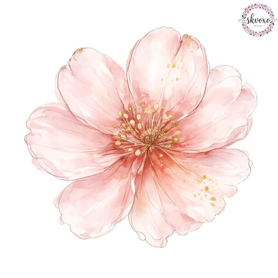 10 Pink Flowers Clipart | Abstract Flowers Print | Printable Watercolor Flowers Clipart | Paper craft | Digital Download