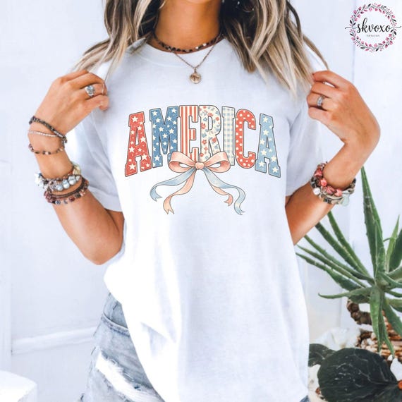 Comfort Colors® America Coquette Shirt, 4th of July Patriotic Shirt, American Tee, Independence Day Shirt, Girly Memorial Day Shirt