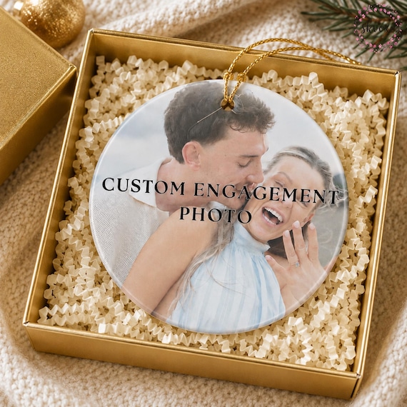Custom Engagement Ornament 2026, First Christmas Engaged Ornament, Engagement Gift Basket, Engagement Gift