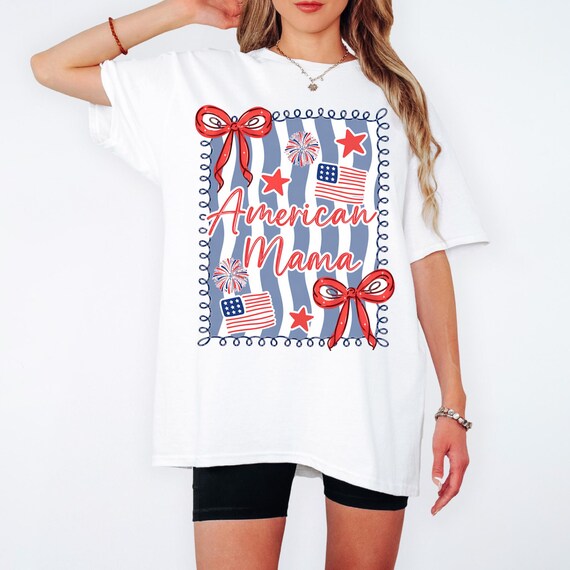 American Mama Tee | Patriotic USA Flag Mom Design