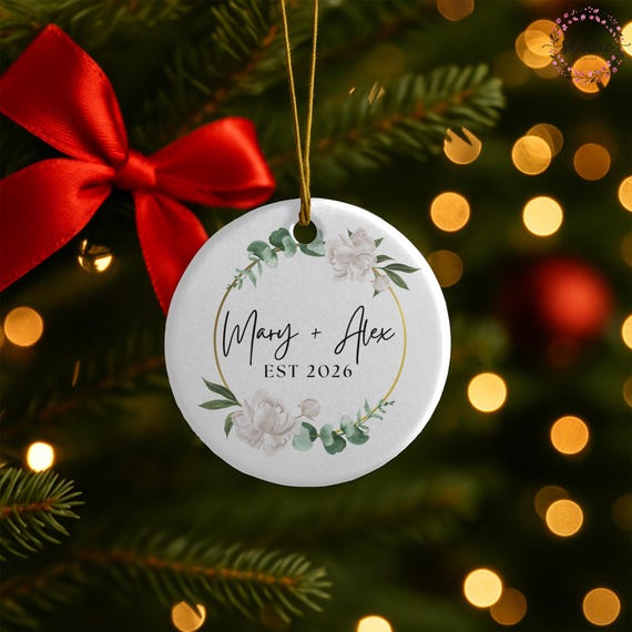 Personalized Engaged Ornament | Wedding Keepsake Ornament | Engagement Ornament with Names & Date | Engaged Gift | Newlywed Gift For Couple