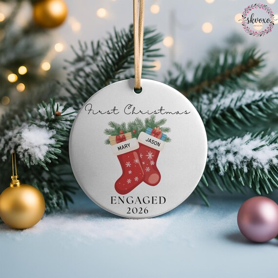 Personalized Engaged Ornament | Wedding Keepsake Ornament | Engagement Ornament with Names & Date | Engaged Gift | Newlywed Gift For Couple