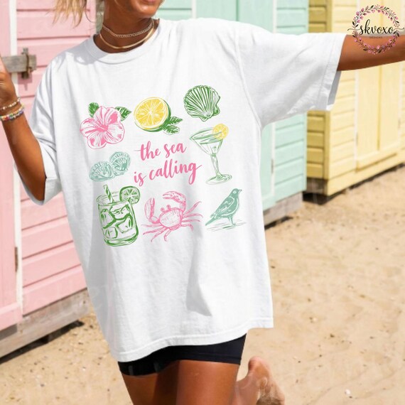 Comfort Colors® The Sea Is Calling Shirt, Summer Shirt, Beach Shirts, Cute Shirts, T-shirt Women, Vacation Shirts, Womens T-shirts