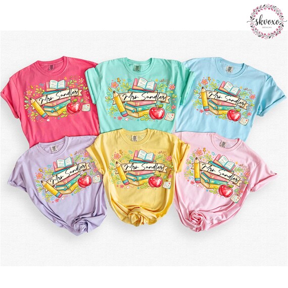 Customized Teacher Shirt, Back to School Shirt, Cute Kindergarten Shirt, Personalized Name Teacher Shirt, Pencil Teacher Shirt, Teacher Gift
