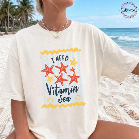 Comfort Colors® I Need Vitamin Sea Shirt, Minimalist Beach T-shirt, Funny Meme Shirt, Beach Shirt, Coastal Shirt, Summer Aesthetic Shirt