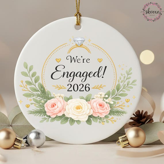 Engagement Ornament 2026, First Christmas Engaged Ornament, Engagement Gift Basket, Engagement Gift