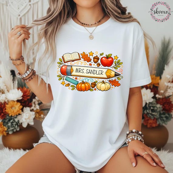 Customized Teacher Shirt, Back to School Shirt, Cute Fall Shirt, Personalized Name Teacher Shirt, Pencil Teacher Shirt, Teacher Gift