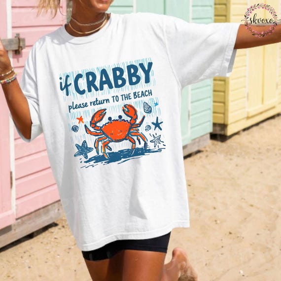 If Crabby Return To Beach Summer Comfort Colors® Shirt | Vintage Beach Shirt | Summer Vacation Tee Tshirt | Retro Graphic Summer Shirt