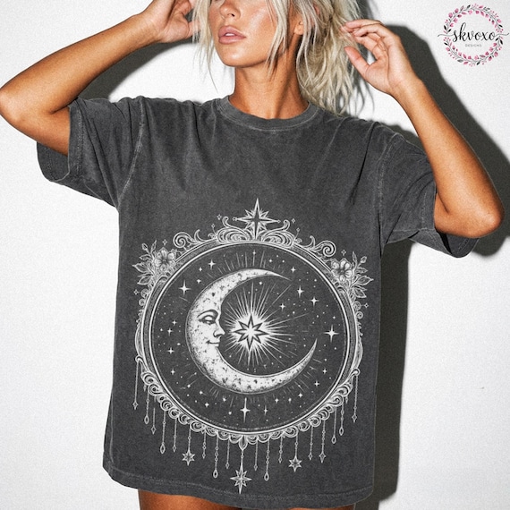 Retro Moon Star Comfort Colors Shirt, Vintage Moon Star T-shirt, Celestial Graphics Tee