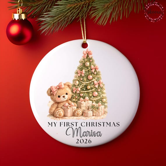 Personalized My First Christmas Ornament 2026, Babys First Christmas Ornament, Custom Name Newborn Keepsake, Baby Girl Christmas Gift