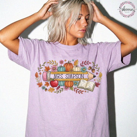 Copy of Customized Teacher Shirt, Back to School Shirt, Cute Fall Shirt, Personalized Name Teacher Shirt, Pencil Teacher Shirt, Teacher Gift