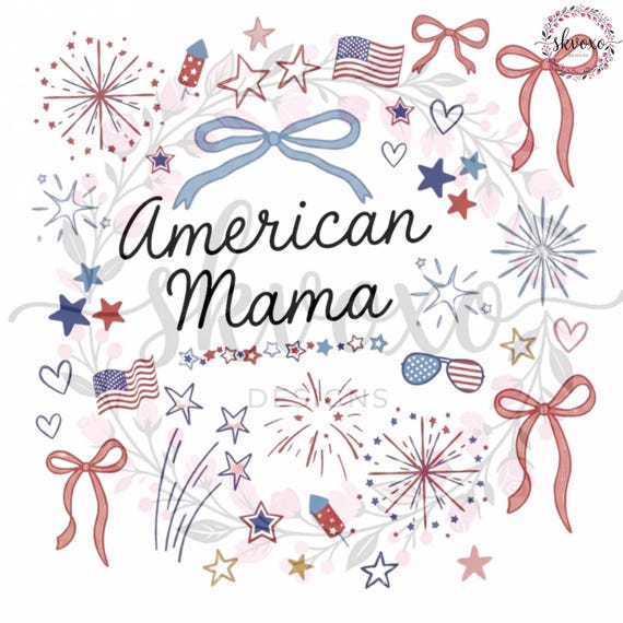 American Mama Tee PNG, Patriotic USA Flag Mom Design (Digital Download)