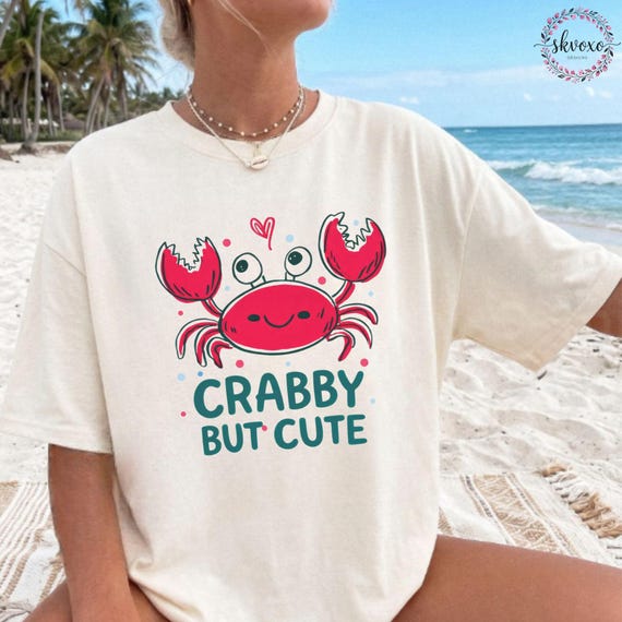 Comfort Colors® Crabby But Cute Shirt, Minimalist Beach T-shirt, Funny Meme Shirt, Funny Beach Shirt, Coastal Shirt, Summer Aesthetic Shirt