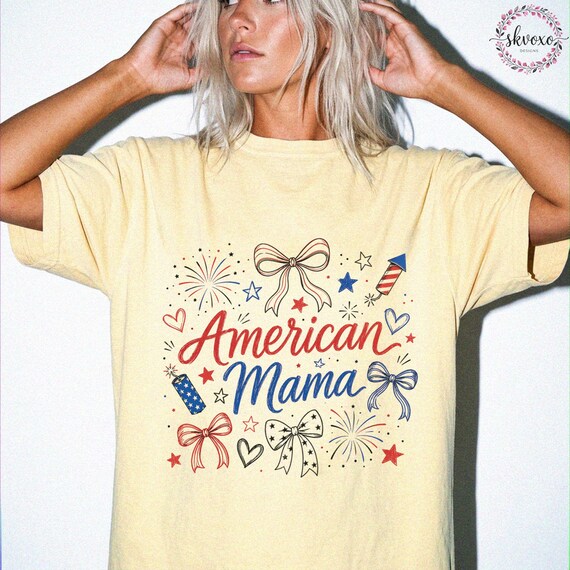 Comfort Colors® American Mama Coquette Shirt, 4th of July Patriotic Shirt, Independence Day Shirt, Memorial Day Shirt