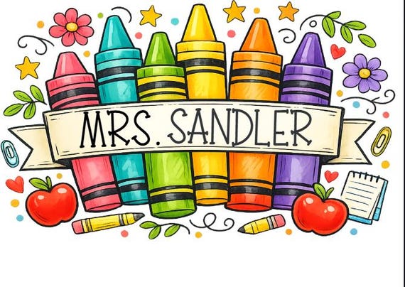 Personalized Teacher PNG, Crayon Design PNG, Custom Name Teacher Shirt PNG, First Day of School, Back to School Sublimation