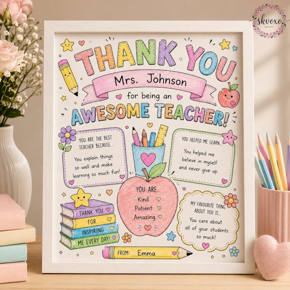 Teacher Appreciation Printable Coloring Page, Thank You Teacher Gift, End of Year Gift, Digital Download, Kids Coloring Page, Gratitude Gift