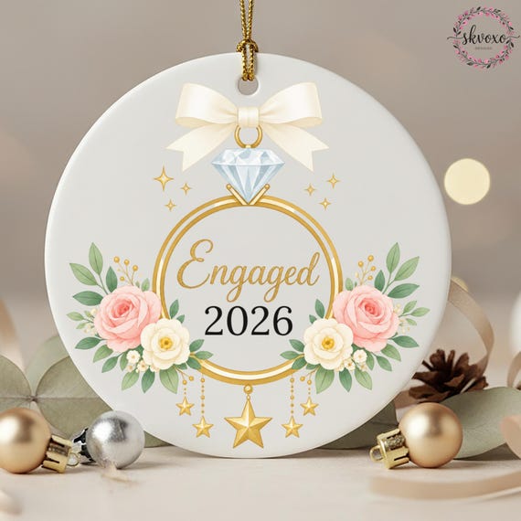 Engagement Ornament 2026, First Christmas Engaged Ornament, Engagement Gift Basket, Engagement Gift
