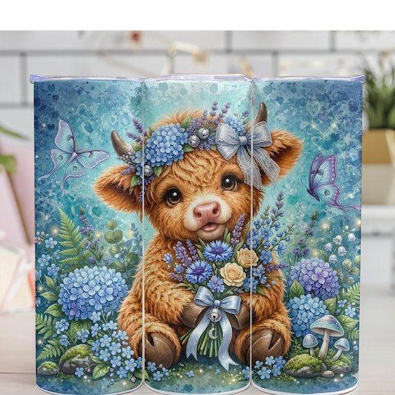 Highlands Cow Tumbler 20 oz Skinny Tumbler Sublimation Design, Cute Cow Summer PNG Instant Download  Tumbler Wrap
