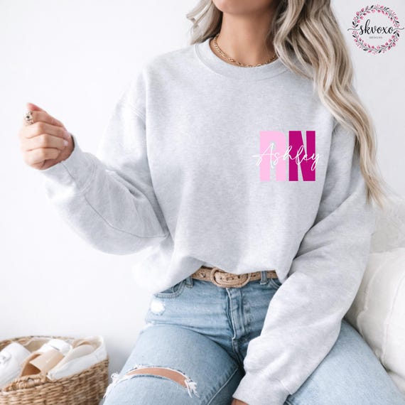Custom RN Sweatshirt With Name, Personalized RN/LPN Pocket Hoodie, Nurse Life Outfit, Nurse Appreciation Clothing, Cute Nurse Gift