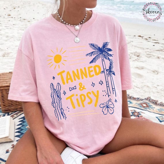 Summer Vibes Comfort Colors® Shirt | Tanned & Tipsy Summer Vacation Shirt | Beach Shirt | Trendy Summer Graphic Shirt