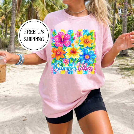Comfort Colors® Coastal Preppy Summer T-Shirt | Beach Vibes Shirt | Summer Vibes Shirt