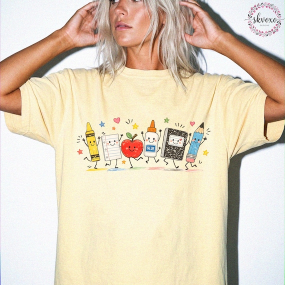 Comfort Colors® Funny Teacher Life Shirt, Back To School Gift, Preschool Teacher School Supplies T-shirt, Crayon Apple Pencil Notebook Shirt