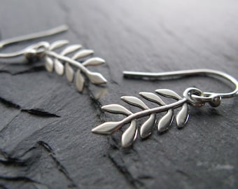 LEI MAILE - Sterling Silver, Small Lightweight, Leaves, Leaf Vine, Fragrant Vines, Hawaiian Lei, Sterling Silver Earrings