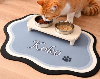 Tappetino personalizzato per la pappa del cane, tappetino per ciotola per animali domestici, impermeabile e antiscivolo, tappetino con nome del cane, regalo per gli amanti dei cani.