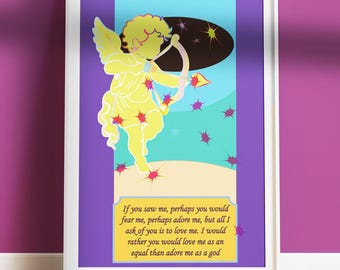 Póster vintage de amor morado, arte mural con degradado retro, poemas de amor en colores cálidos, regalo significativo de aniversario para parejas, descarga digital.